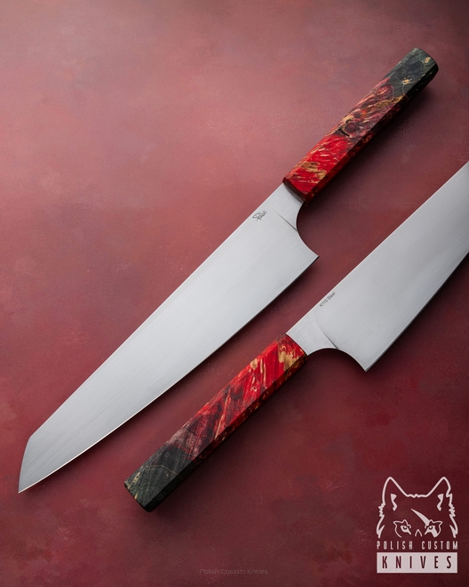KITCHEN KNIFE GYUTO 240 8 K110 RED AND BLACK PABIS KNIVES