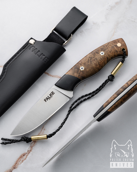 HUNTING KNIFE HUNTER INDIVIDUAL H175 N690 STABILIZED ALDER BURL FALKE