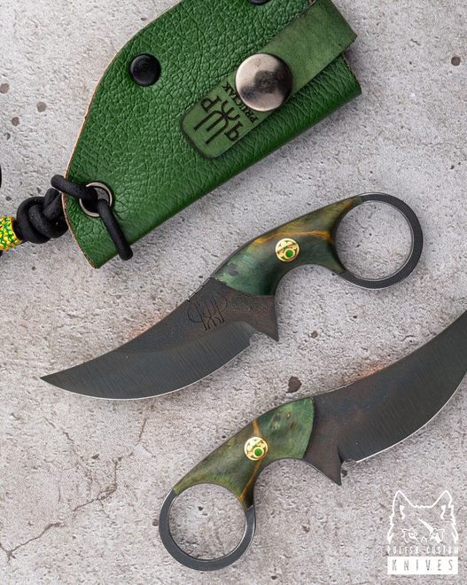 NECK EDC KNIFE SULTAN 51 K110 BIRCH BURL PRUCIAK KNIVES