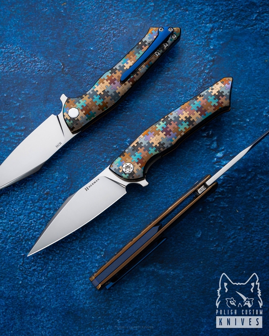 FOLDING KNIFE FOLDER BEE #0290 M398 PUZZLE HERMAN KNIVES