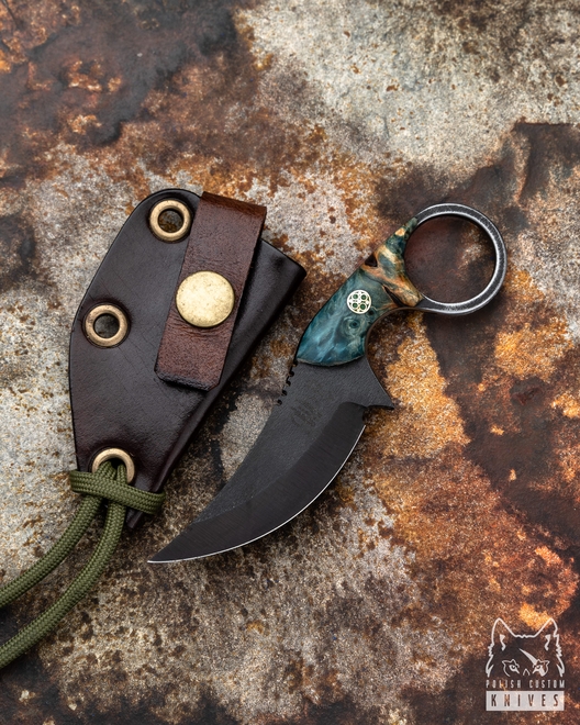 NECK KNIFE SUŁTAN+ STABILIZED WOOD GREEN PIN