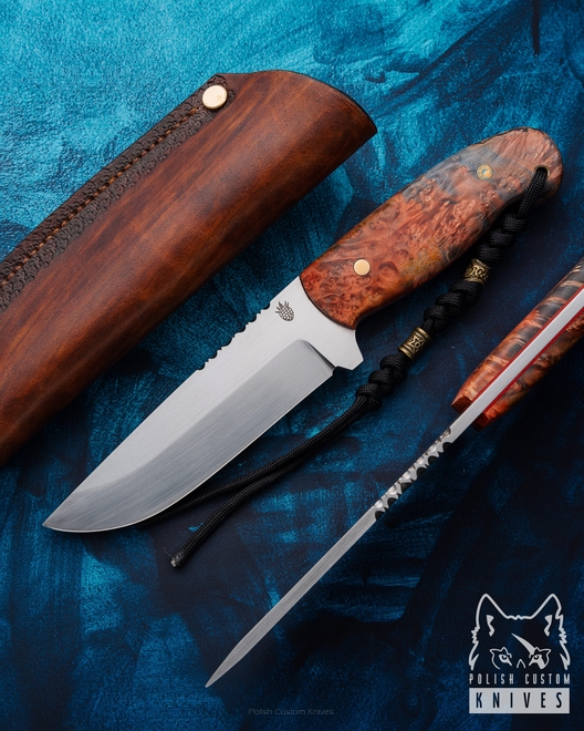 SURVIVAL KNIFE MOSAIC ADVENTURE 1 K110 D2 STABILIZED WOOD BM