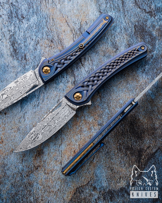 FOLDING KNIFE  FOLDER MINOS #43 DAMASTEEL LESBAR KNIVES