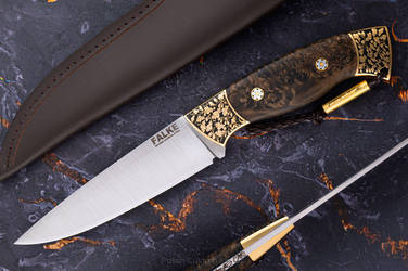 HUNTING KNIFE HUNTER LONG HL 006 D2 MAPLE BURL FALKE KNIVES