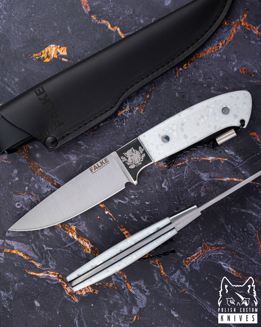 HUNTING KNIFE JF30 023 N690 WHITE CORIAN G10 FALKE KNIVES
