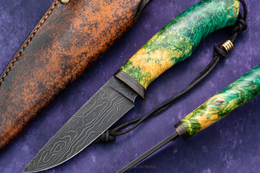 HUNTING KNIFE EXCLUSIVE AUTUMN WIND 3 DAMASCUS STEEL SIMON'S