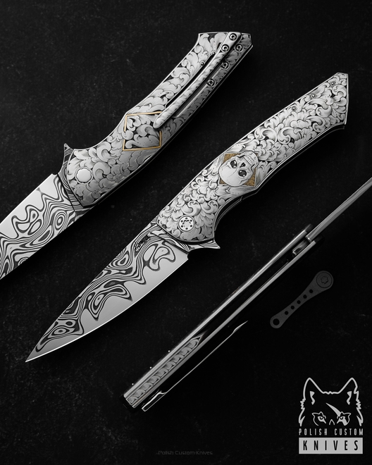 FOLDING KNIFE FOLDER SLIM LIFE IS A GAME 2 OF 4 M. KALLA ENGRAVING DAMACORE HERMAN