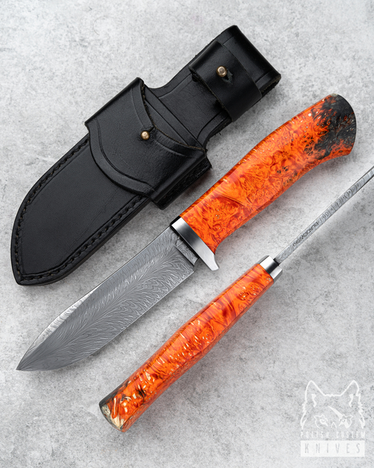 HUNTING KNIFE FEATHER DAMASCUS HUNTER