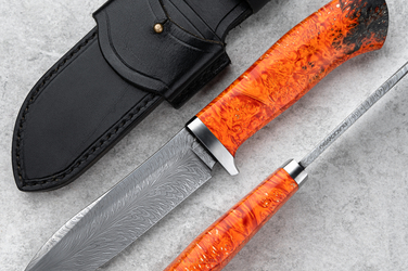 HUNTING KNIFE FEATHER DAMASCUS HUNTER