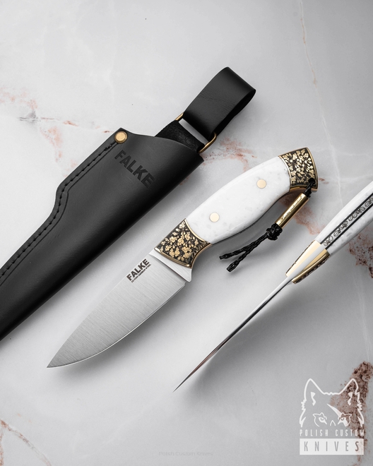 HUNTING KNIFE HUNTER INDIVIDUAL H336 WHITE CORIAN D2 FALKE KNIVES