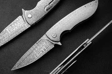 FOLDING KNIFE FOLDER STING #0815 DAMASTEEL FULL DRESS HERMAN KNIVES