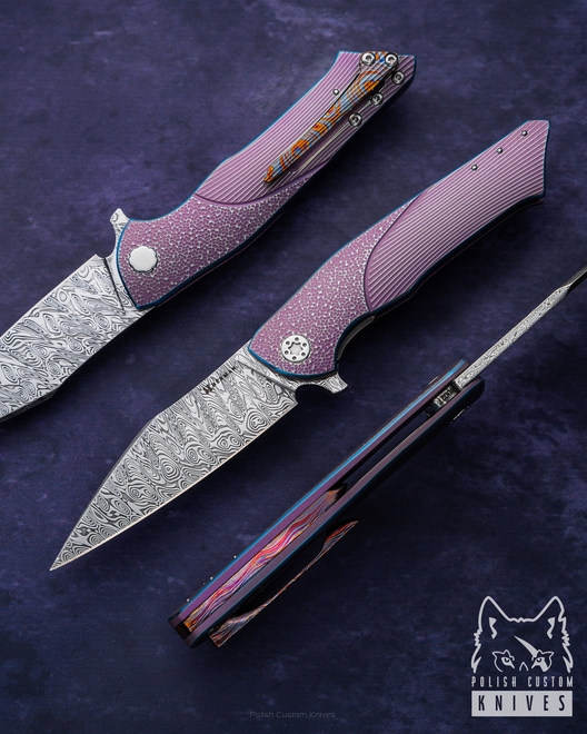 FOLDING KNIFE FOLDER BEE 27 DAMASTEEL HALF DRESS HERMAN KNIVES