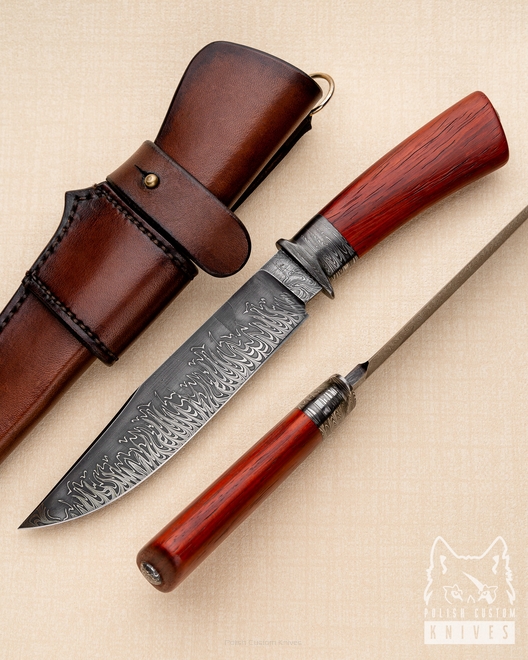 HUNTING KNIFE HOT ROD FLAME DAMASCUS BERNARD GORNY