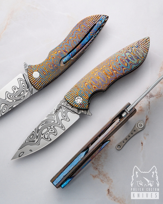 FOLDING KNIFE FOLDER STING 4 BLACK TIMASCUS DAMACORE HERMAN KNIVES