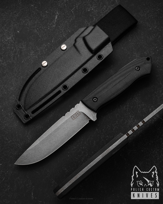 SURVIVAL BUSHCRAFT KNIFE ULTRA OUTDOOR 1 NMV O2 G10 BLACK ACID STONEWASH ZA-PAS