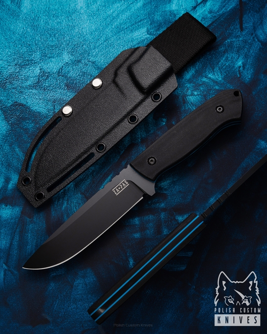 SURVIVAL BUSHCRAFT KNIFE ULTRA OUTDOOR 2 NMV O2 G10 BLACK BLUE CERAKOTE ZA-PAS