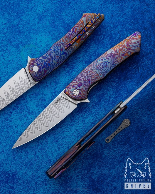 FOLDING KNIFE FOLDER SLIM 13 BLACK TIMASCUS DAMACORE FULL DRESS HERMAN KNIVES