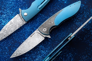 FOLDING KNIFE FOLDER STING #0924 DAMASTEEL HALF DRESS HERMAN KNIVES