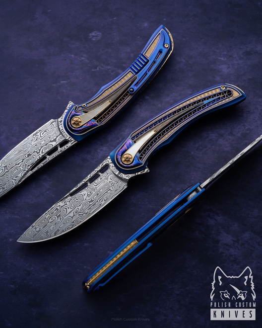 FOLDING KNIFE FOLDER AVIATOR BIFROST #27 OF 33 DAMASTEEL LESBAR KNIVES