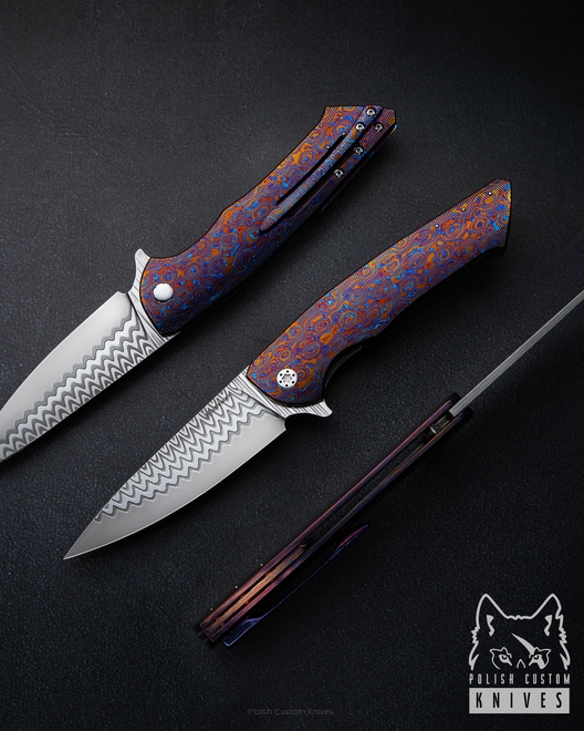 FOLDING KNIFE FOLDER SLIM #0693 B DAMACORE TIMASCUS FULL DRESS HERMAN KNIVES