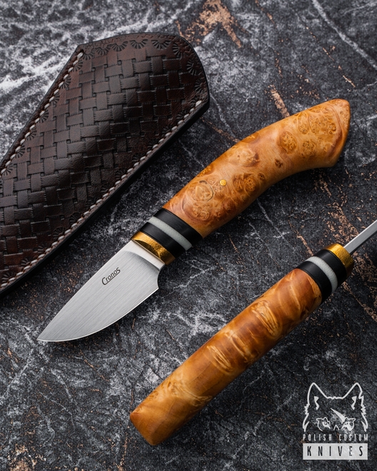 NECK EDC HUNTING KNIFE ATELOPUS III ELMAX STABILIZED WOOD CRONOS
