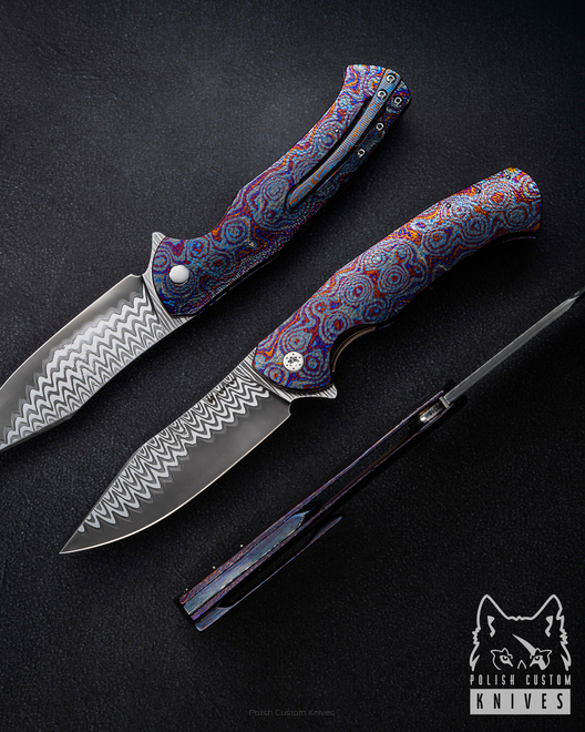 FOLDING KNIFE FOLDER MANTIS #0315 DAMACORE BLACK TIMASCUS FULL DRESS HERMAN KNIVES