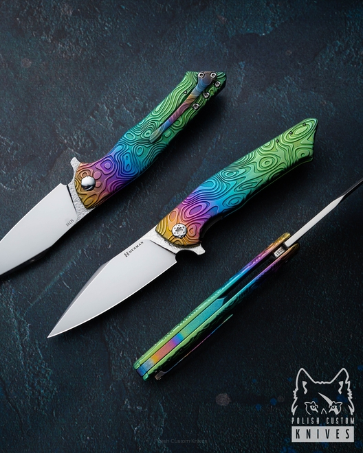 FOLDING KNIFE FOLDER BEE #0291 M398 NEBULA RIPPLE HERMAN KNIVES