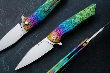 FOLDING KNIFE FOLDER BEE #0291 M398 NEBULA RIPPLE HERMAN KNIVES