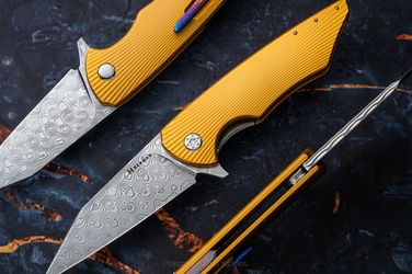 FOLDING KNIFE FOLDER VESPERTILIO #0205 DAMASTEEL OERLIKON HALF DRESS HERMAN KNIVES