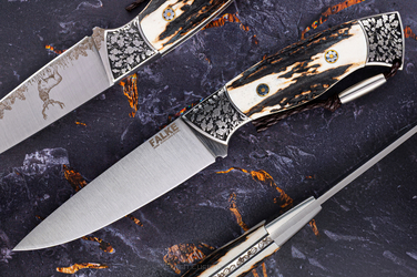 HUNTING KNIFE HUNTER LONG INDIVIDUAL HL 009 M390 DEER ANTLERS FALKE KNIVES