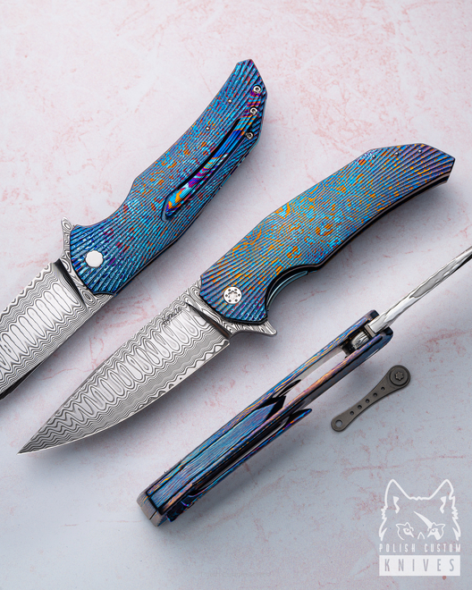 FOLDING KNIFE FOLDER DRAGONFLY 13 TIMASCUS DAMASTEEL HERMAN