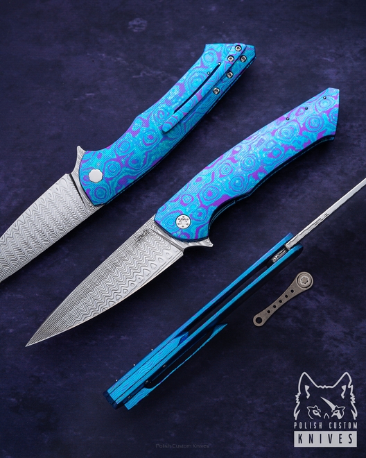 FOLDING KNIFE FOLDER SLIM 23 TIMASCUS FULL DRESS HERMAN KNIVES