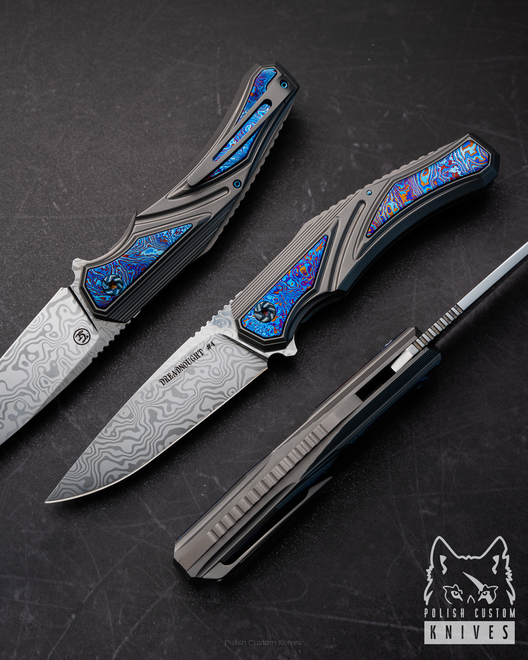 FOLDING KNIFE FOLDER DREDNOUGHT 4  DAMASCUS GREG FORGE