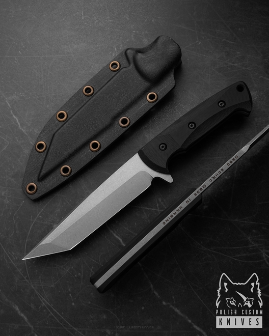 LARGE TACTICAL KNIFE INGUL TANTO 3 BLACK N690 GREG FORGE
