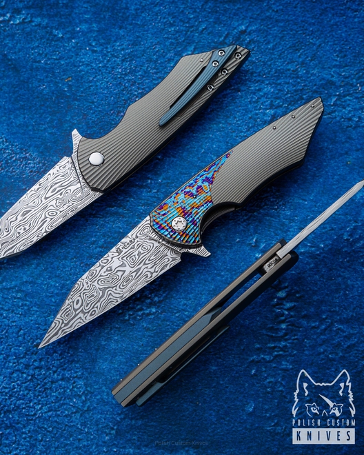 FOLDING KNIFE FOLDER VESPERTILIO #0208 DAMASTEEL HALF DRESS HERMAN KNIVES