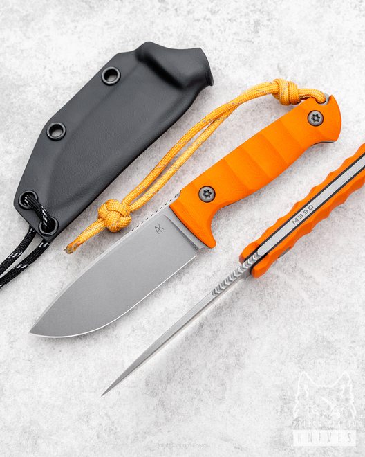 NECK KNIFE EDC MINI ODC 6 M390 G10 ORANGE TOXIC AK