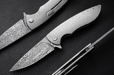 FOLDING KNIFE FOLDER STING #0814 DAMASTEEL FULL DRESS HERMAN KNIVES