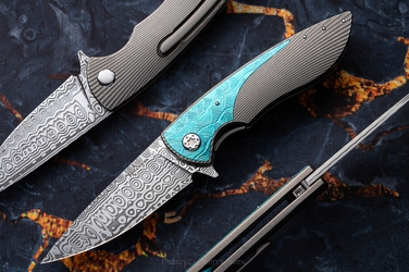 FOLDING KNIFE FOLDER MICRO STING #0356 DAMASTEEL HALF DRESS  HERMAN KNIVES