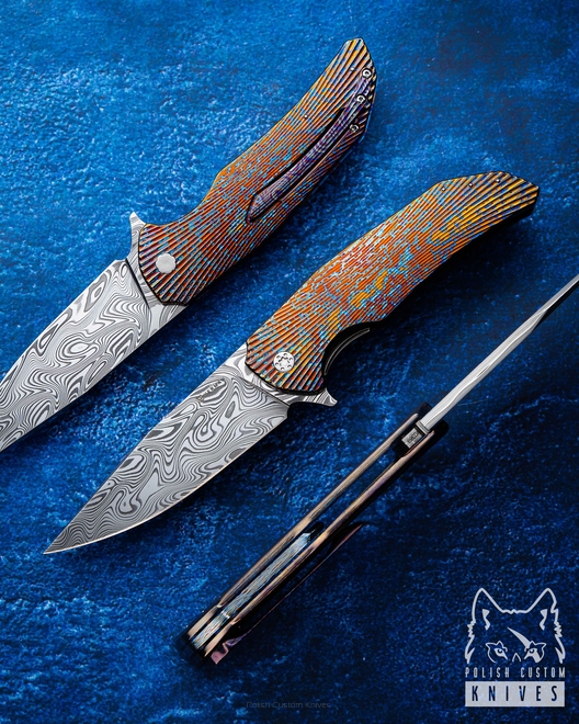 FOLDING KNIFE FOLDER DRAGONFLY 363 TIMASCUS DAMASTEEL FULL DRESS HERMAN KNIVES