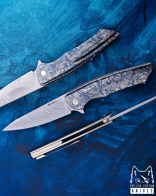 FOLDING KNIFE FOLDER SLIM #0673 DAMASTEEL ETERNAL GARDEN HERMAN KNIVES