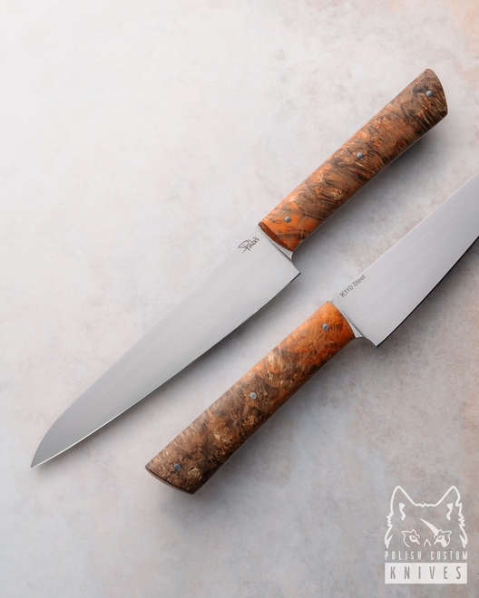 KITCHEN KNIFE HANDY PETTY 160 29 K110 ORANGE AND BROWN MAPLE PABIS KNIVES