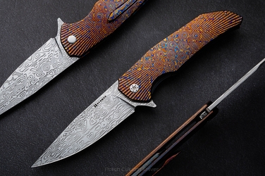 FOLDING KNIFE FOLDER DRAGONFLY #0479 DAMASTEEL TIMASCUS FULL DRESS HERMAN KNIVES