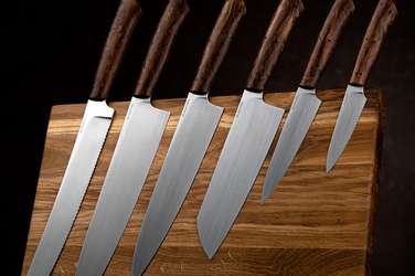 SET OF KITCHEN KNIVES WITH CUTTING BOARD M390 KARELIAN BIRCH