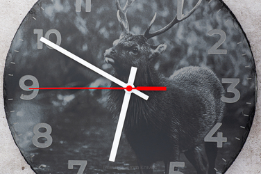 STANDING SLATE CLOCK 1 ENGRAVING SIKA STAG LZ LASER DESIGNS