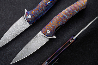 FOLDING KNIFE FOLDER SLIM #0487 TIMASCUS DAMASTEEL FULL DRESS HERMAN KNIVES