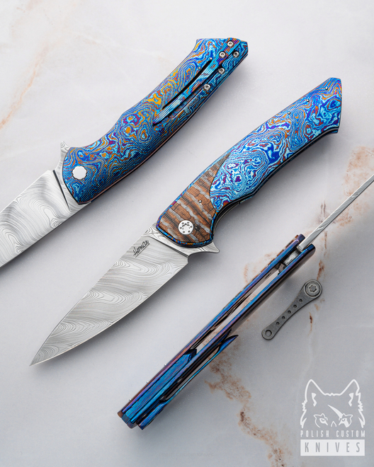 FOLDING KNIFE FOLDER SLIM 16 TIMASCUS MAMMOTH DAMASTEEL HERMAN KNIVES