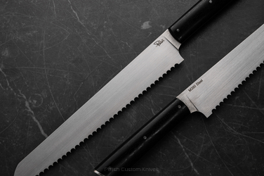 KITCHEN SERRATED BREAD KNIFE 240 3 M390 BLACK HORNBEAM PABIS