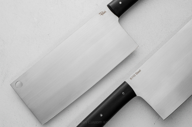 KITCHEN KNIFE CHOPPER CHINESE CLEVER 7 D2 K110 STABILIZED BLACK HORNBEAM PABIS