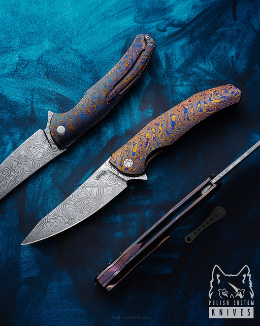 FOLDING KNIFE FOLDER ISHTAR 7 BLACK TIMASCUS DAMASTEEL FULL DRESS HERMAN KNIVES