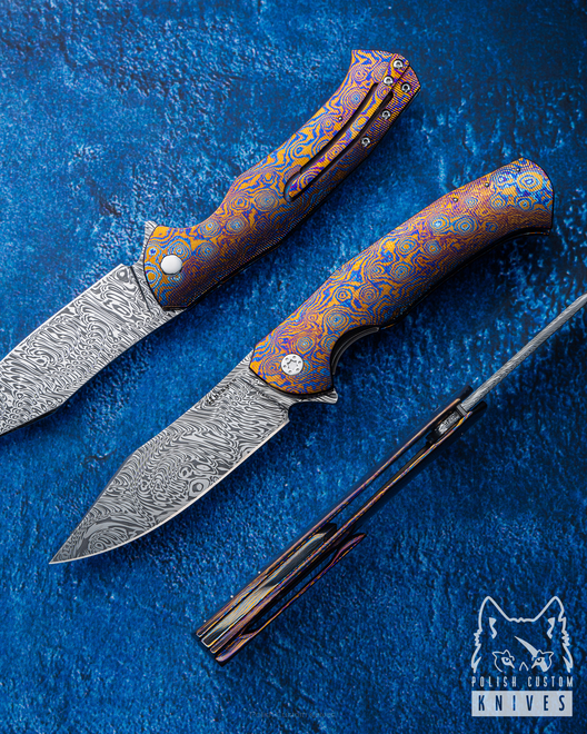 FOLDING KNIFE FOLDER MANTIS 246 TIMASCUS DAMASTEEL FULL DRESS HERMAN KNIVES